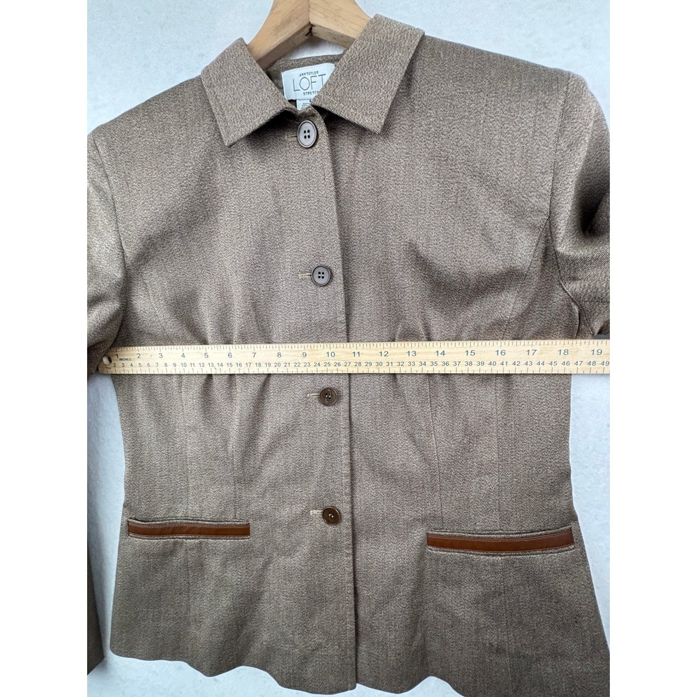 LOFT Blazer Womens 8 Tweed Faux Leather Trim Tailored - Picture 7 of 8